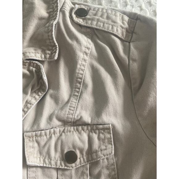 Beige Buttoned Up Utility Jacket Sz L - Picture 7 of 10